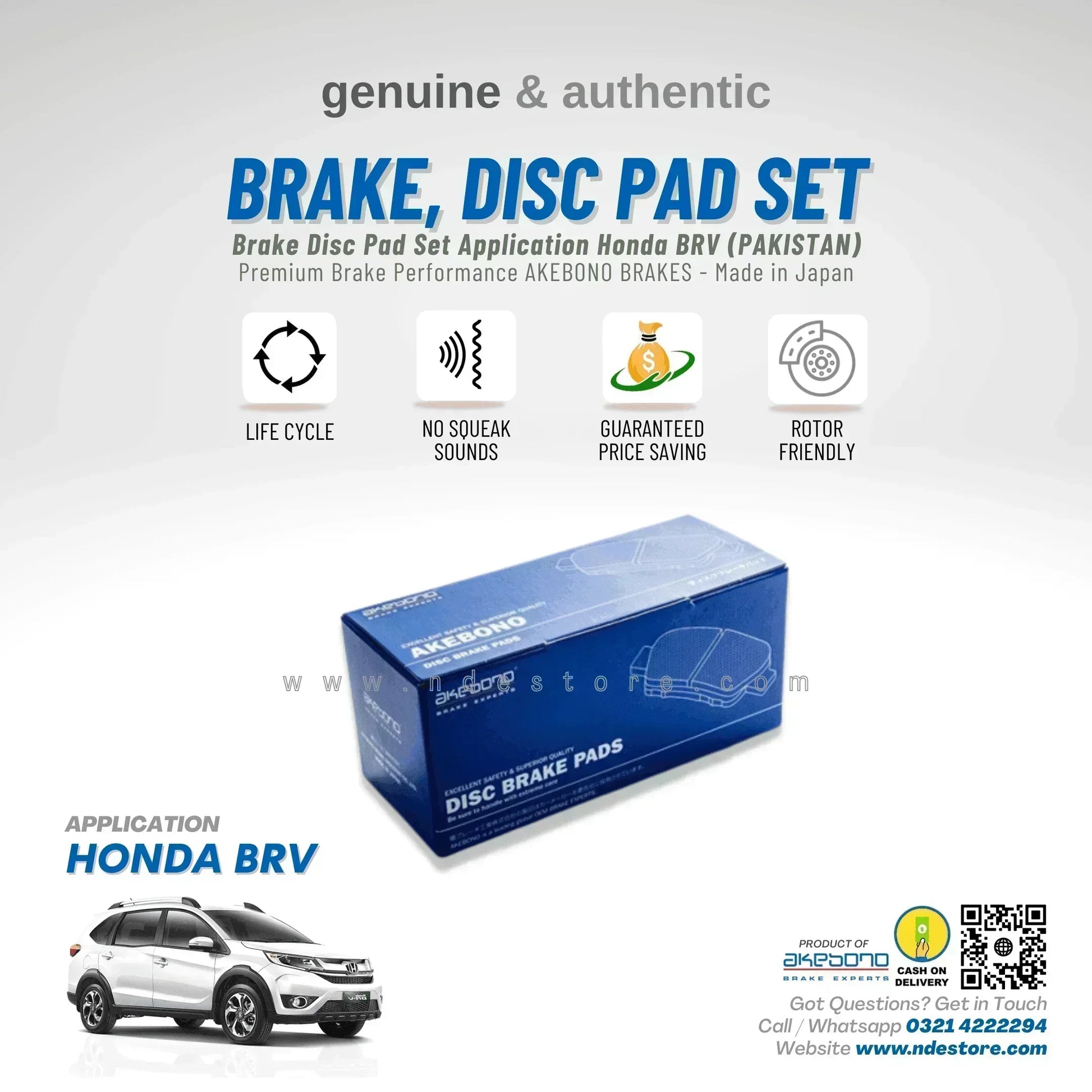 BRAKE DISC PAD SET FRONT AKEBONO FOR HONDA BRV –