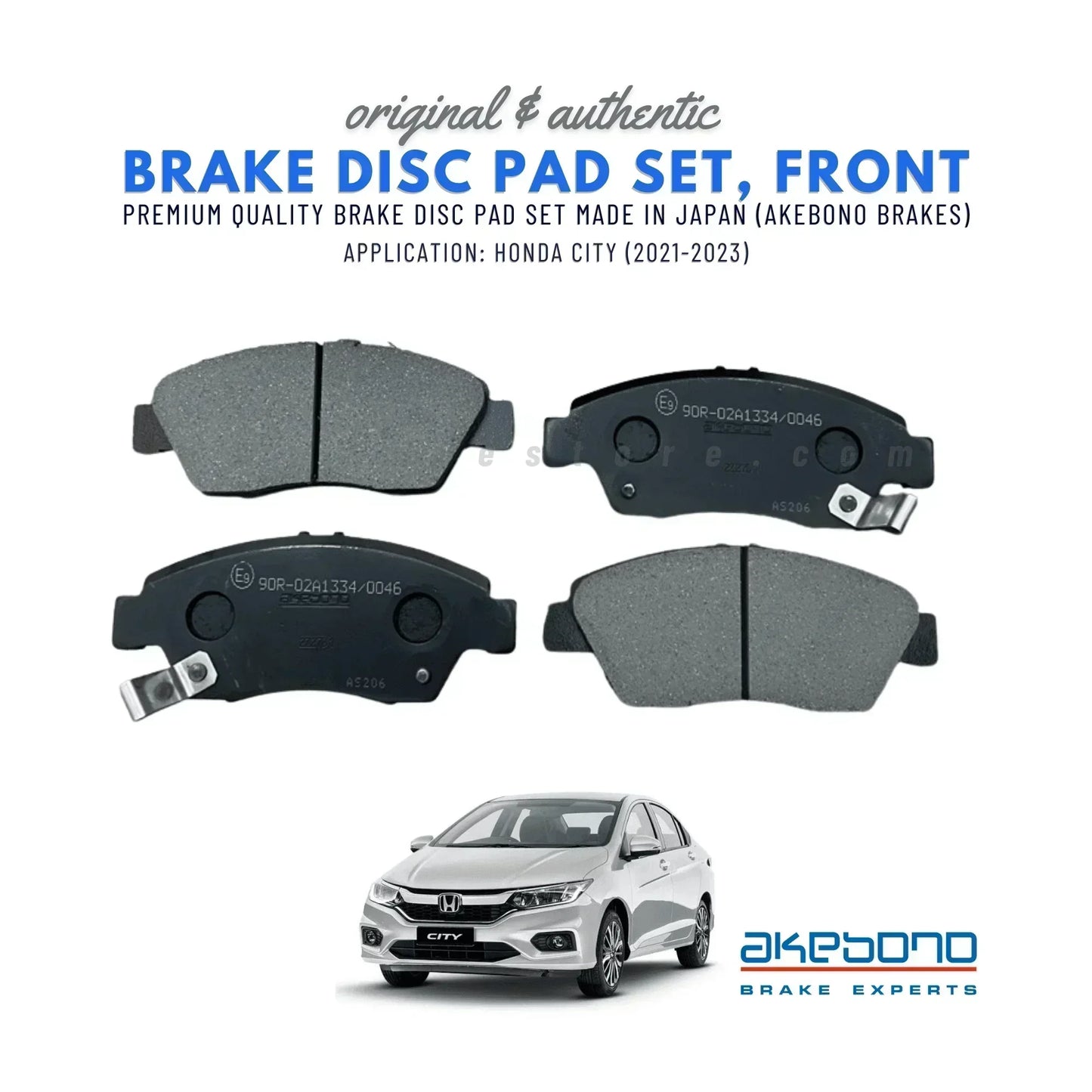 BRAKE DISC PAD SET FRONT AKEBONO FOR HONDA CITY (2021-2025) - ndestore.com