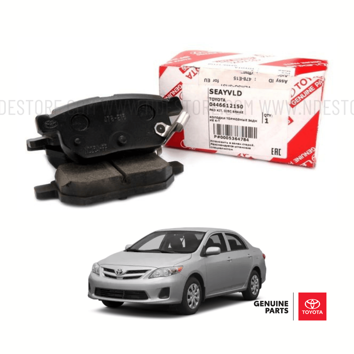 BRAKE DISC PAD SET REAR GENUINE FOR TOYOTA COROLLA (2008-2014) - ndestore.com