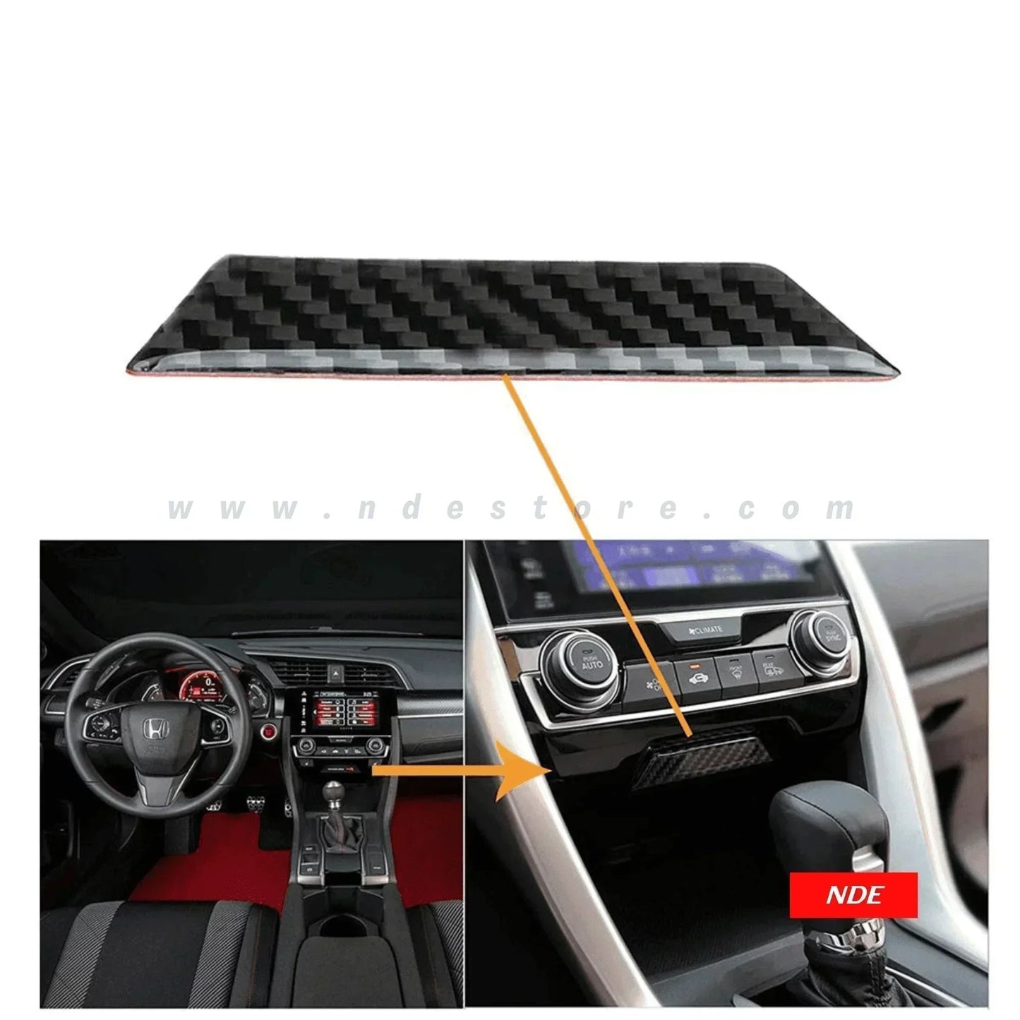 INTERIOR CONSOLE COVER CARBON FIBER FOR HONDA CIVIC (2021-2024) - ndestore.com