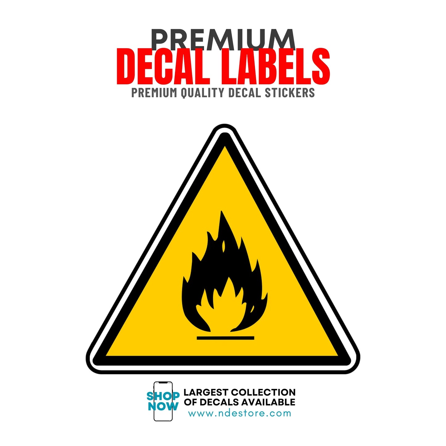 STICKER DECAL CAUTION FIRE