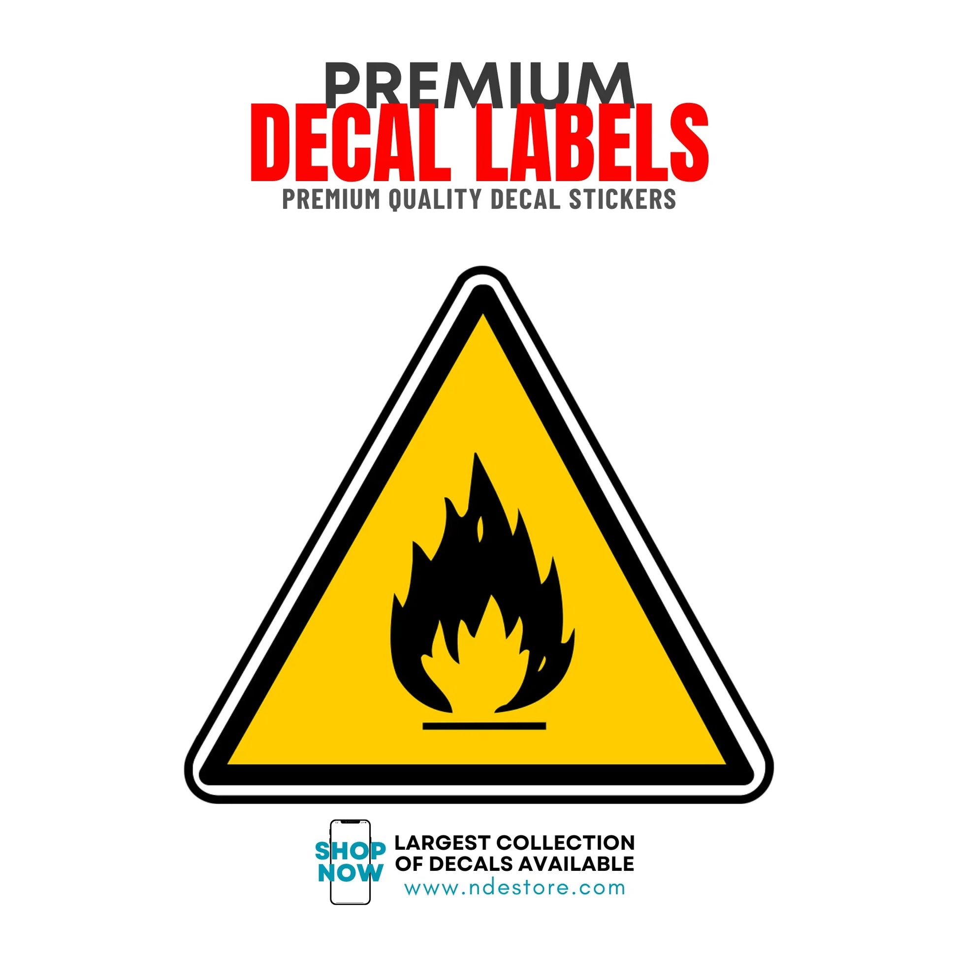 STICKER DECAL CAUTION FIRE