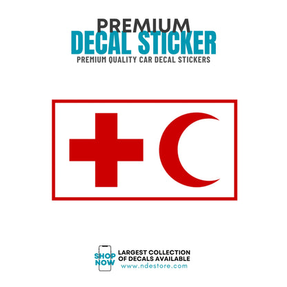 STICKER DECAL RED CRESCENT CROSS