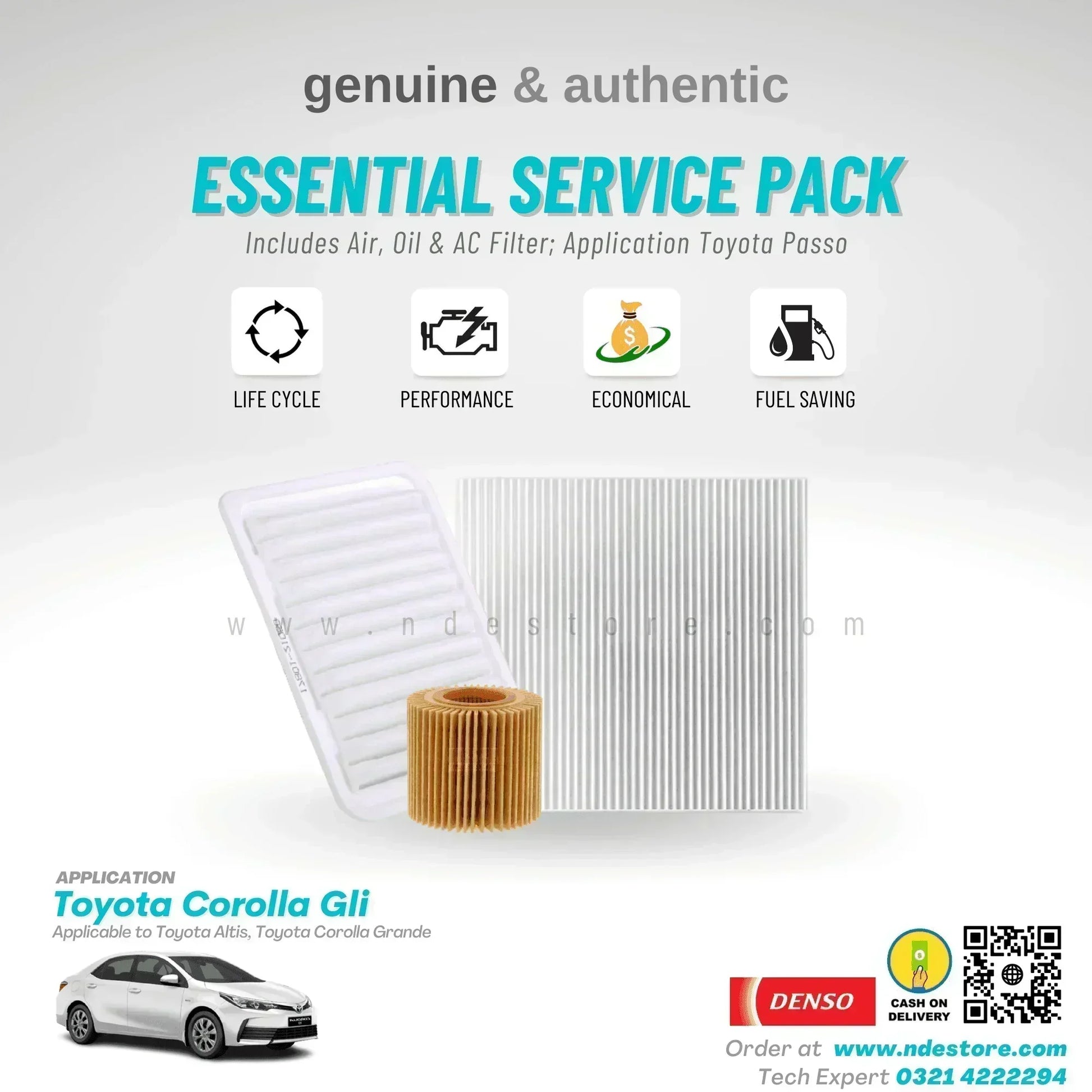 ESSENTIAL FILTER PACK DENSO FOR TOYOTA COROLLA, ALTIS, GRANDE, ALTIS X, GRANDE X - ndestore.com