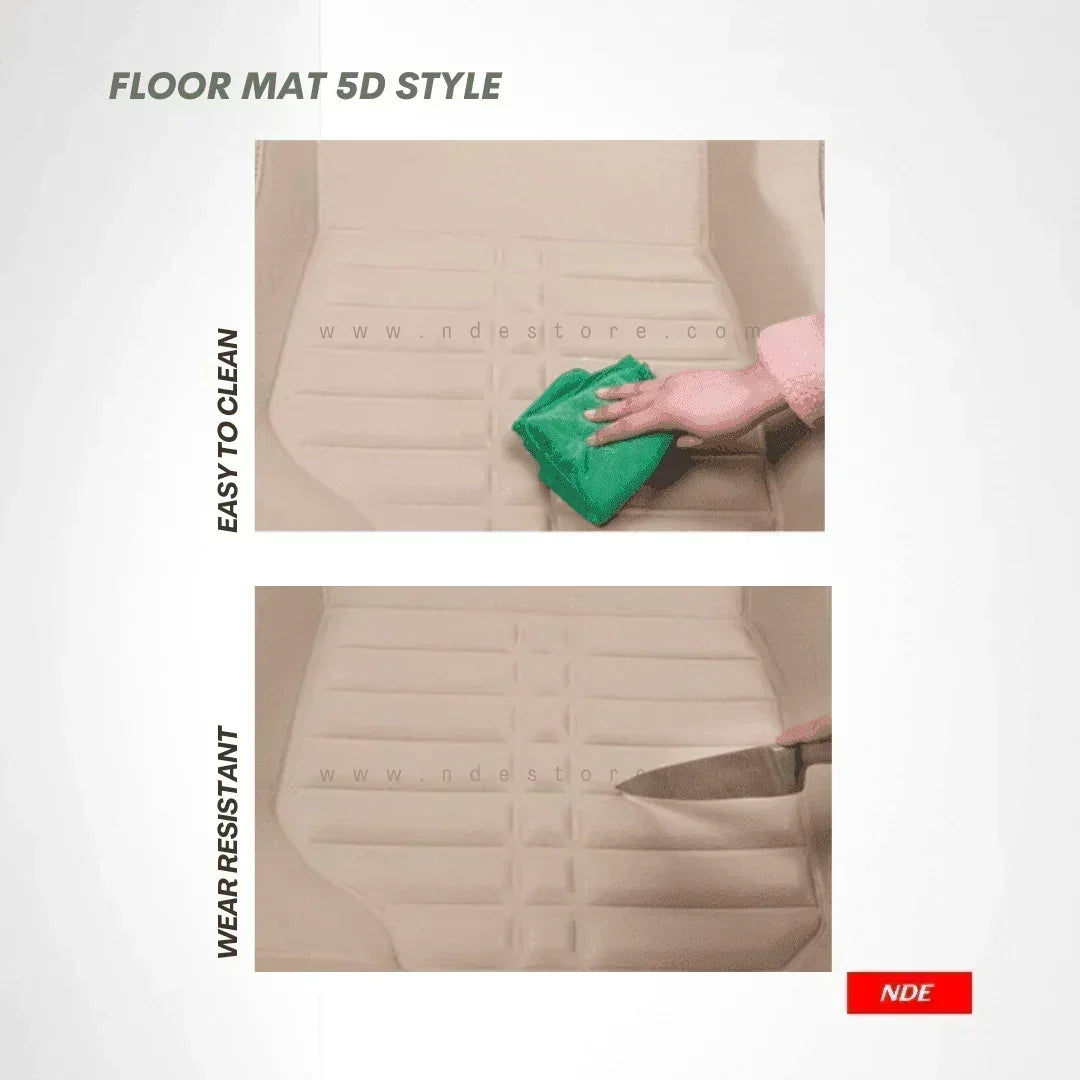 FLOOR MAT 5D STYLE BEIGE COLOR FOR HONDA CIVIC (2002-2006) - ndestore.com