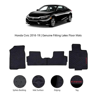 FLOOR MAT RUBBER / LATEX ANTI SLIP SILICONE BLACK FOR HONDA CIVIC (2016-2021) (IMPORTED) - ndestore.com
