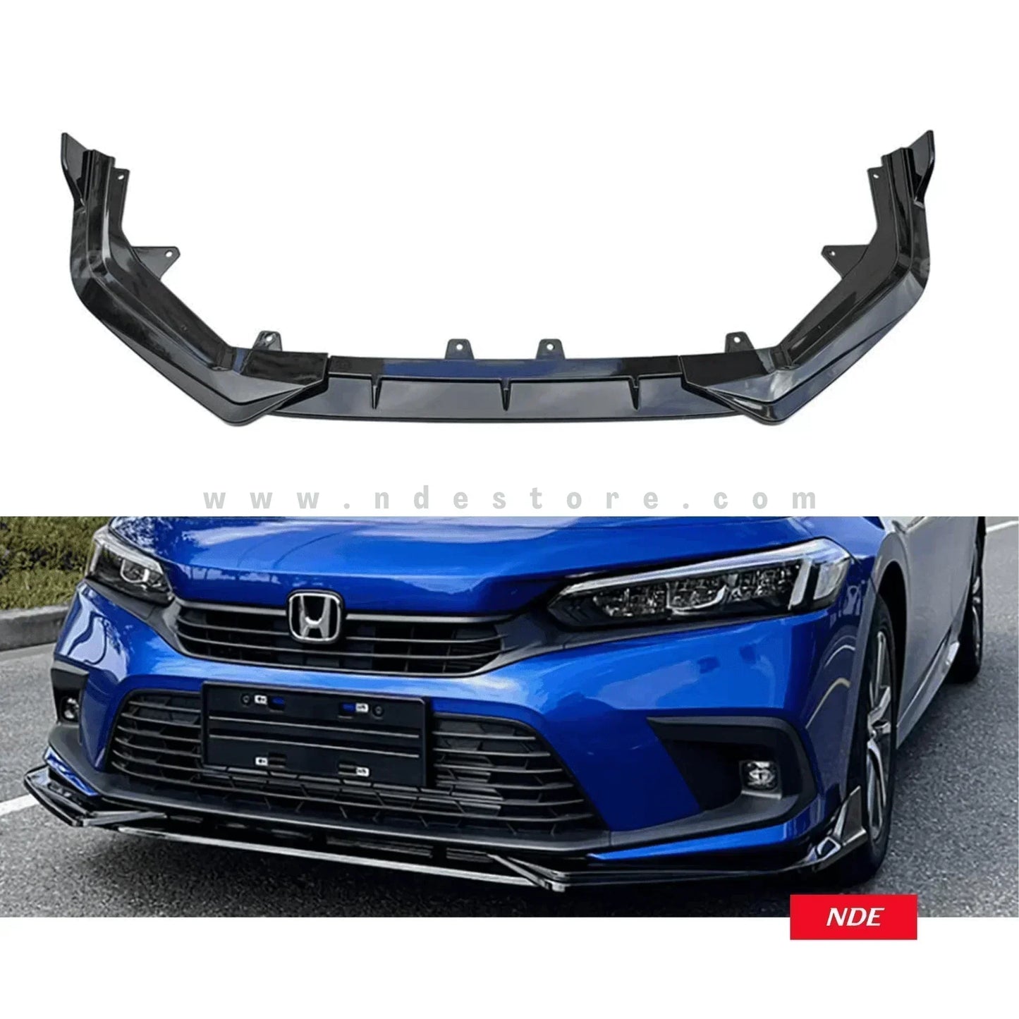 FRONT BUMPER LIP SPLITTER TYPE R GLOSSY BLACK FOR HONDA CIVIC (2021-2024) - ndestore.com