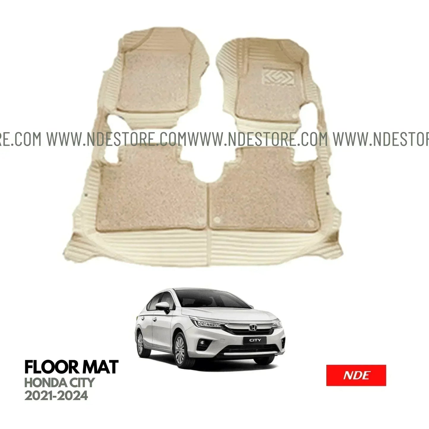 FLOOR MAT 9D STYLE BEIGE COLOR FOR HONDA CITY (2021-2025) - ndestore.com