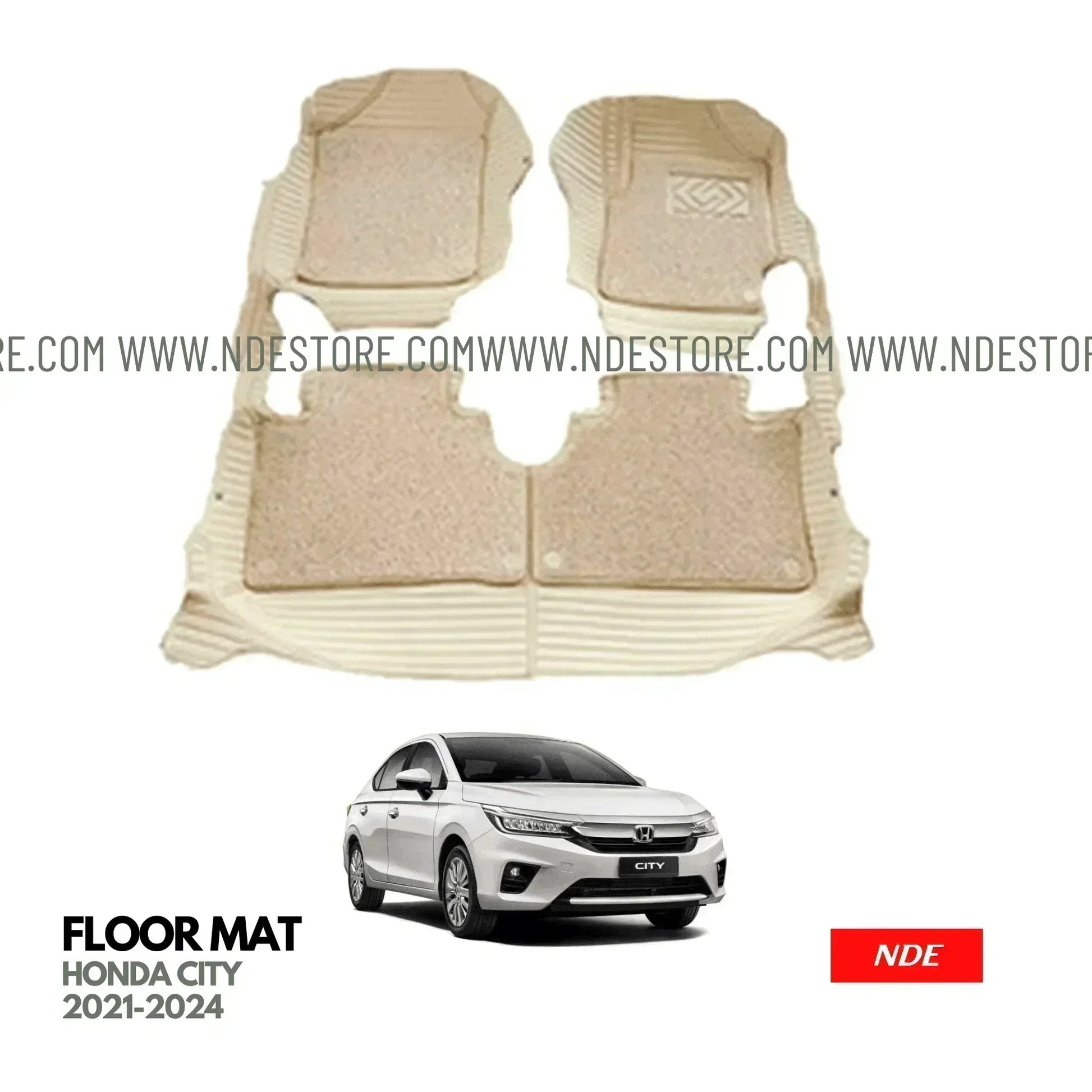 FLOOR MAT 9D STYLE BEIGE COLOR FOR HONDA CITY (2021-2025) - ndestore.com