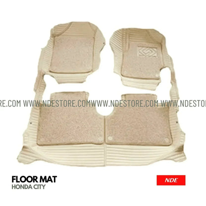 FLOOR MAT 9D STYLE BEIGE COLOR FOR HONDA CITY (2021-2025) - ndestore.com