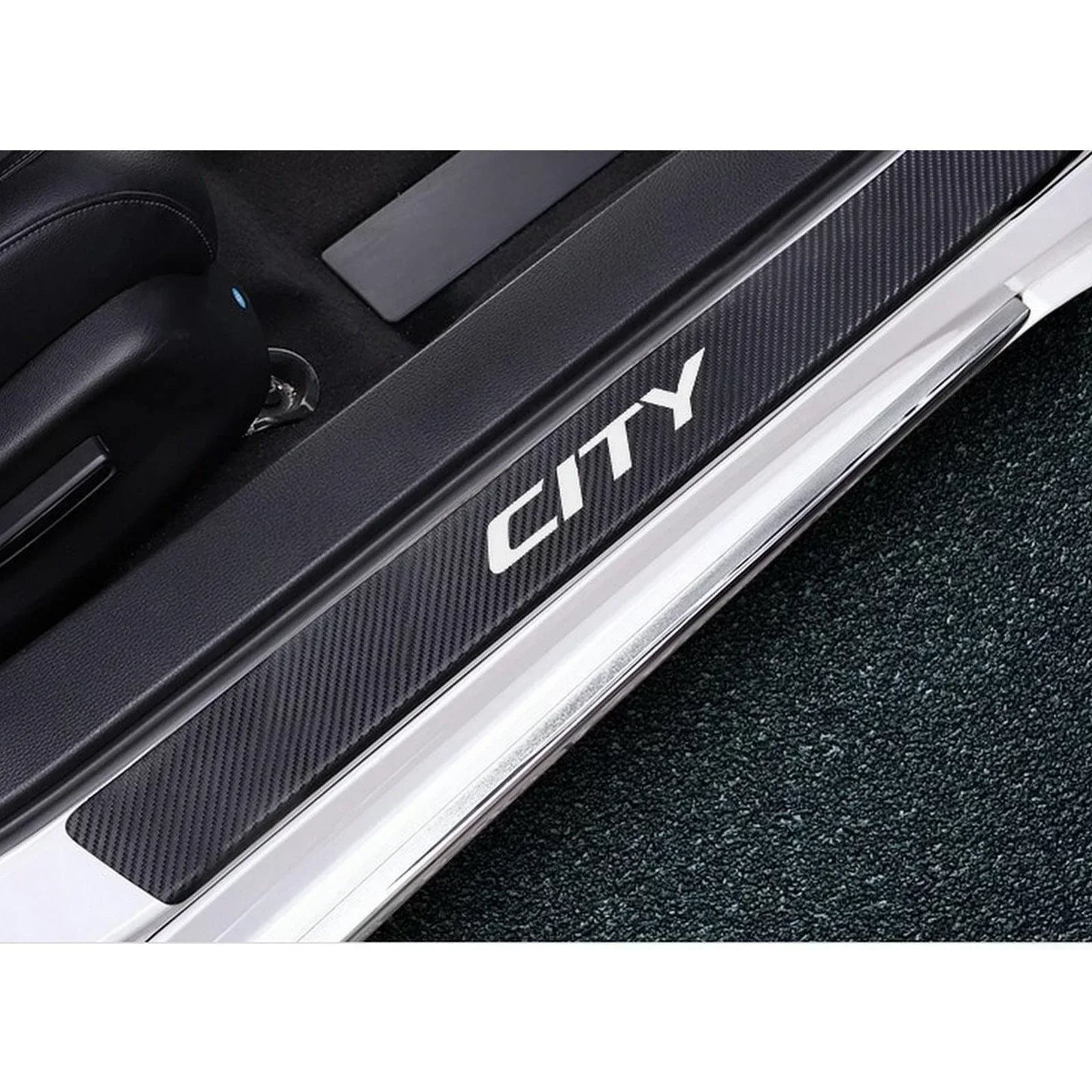 DOOR SILL AREA PROTECTION CARBON FIBER STICKER FOR HONDA CITY - ndestore.com
