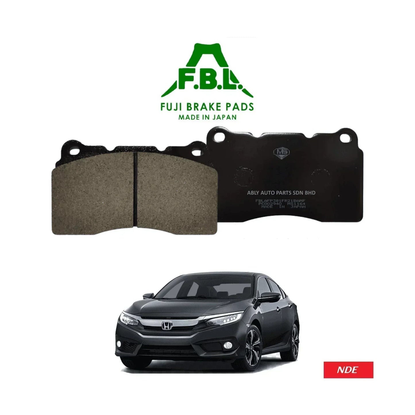 BRAKE DISC PAD SET REAR FBL JAPAN FOR HONDA CIVIC (2016-2021) - ndestore.com