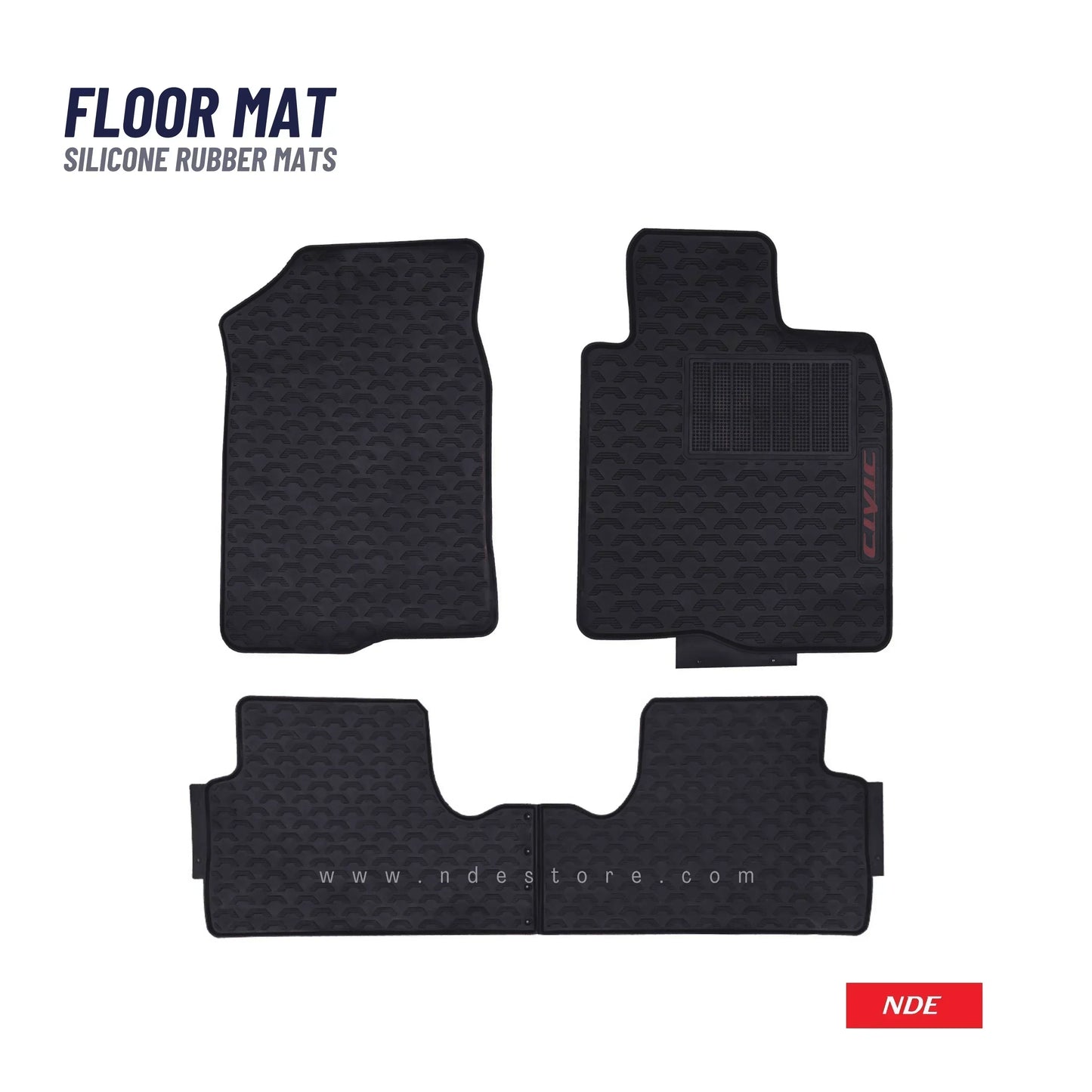 FLOOR MAT RUBBER / LATEX ANTI SLIP SILICONE BLACK FOR HONDA CIVIC (2016-2021) (IMPORTED) - ndestore.com