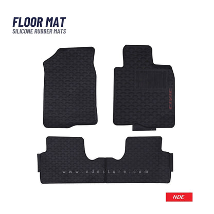 FLOOR MAT RUBBER / LATEX ANTI SLIP SILICONE BLACK FOR HONDA CIVIC (2016-2021) (IMPORTED) - ndestore.com