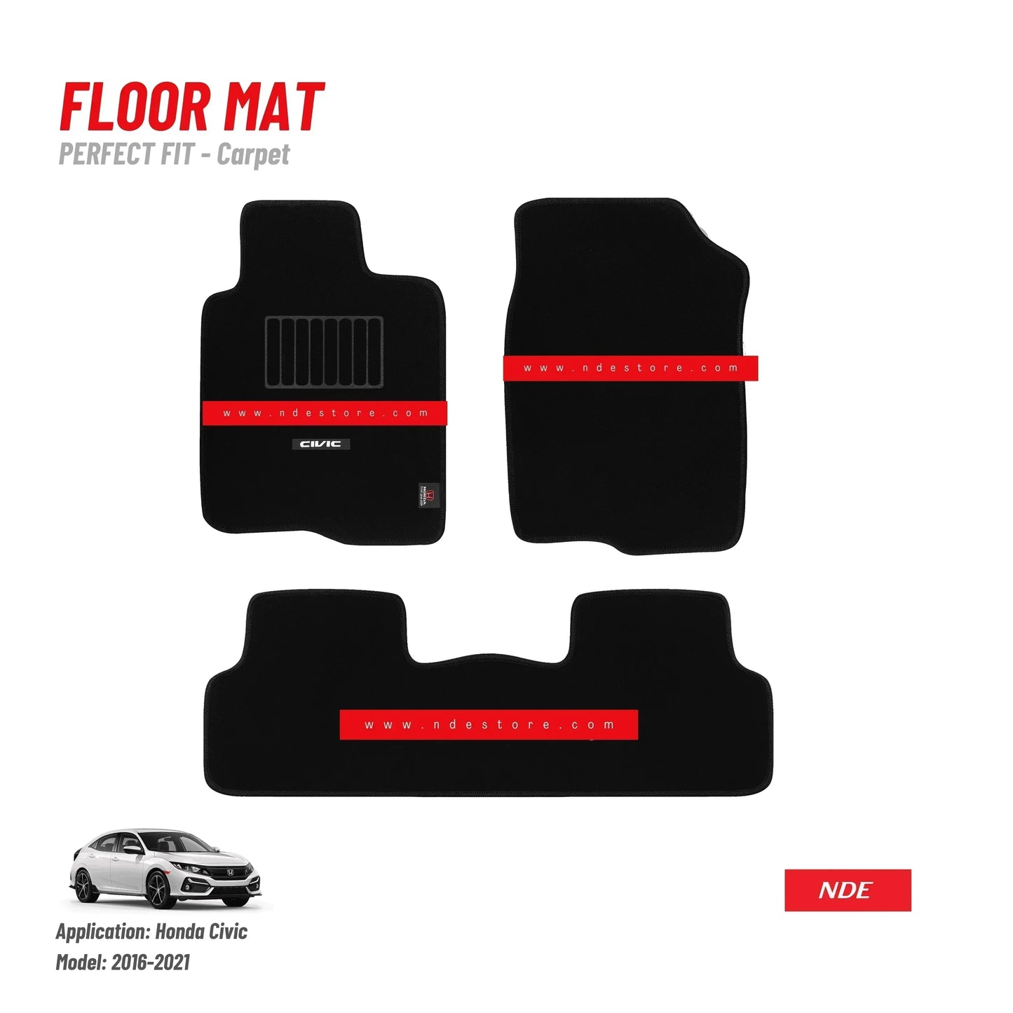 FLOOR MAT PREMIUM QUALITY FOR HONDA CIVIC (2016-2022) - ndestore.com