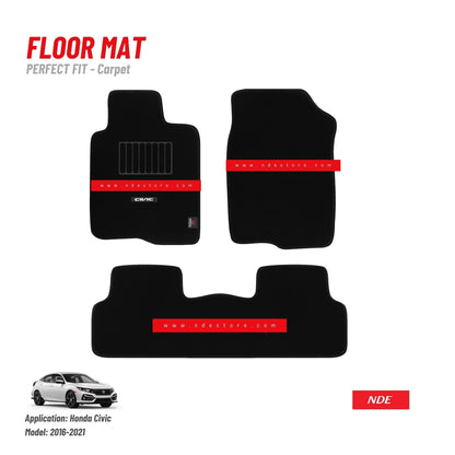 FLOOR MAT PREMIUM QUALITY FOR HONDA CIVIC (2016-2022) - ndestore.com