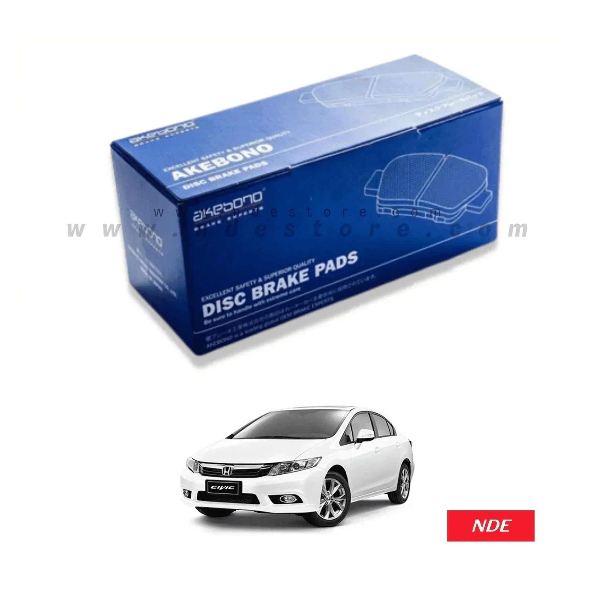 BRAKE DISC PAD SET FRONT AKEBONO FOR HONDA CIVIC (2012-2016) - ndestore.com