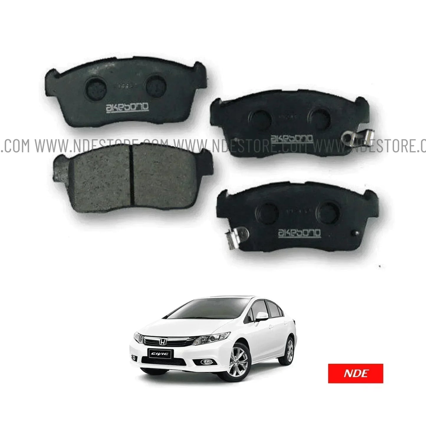 BRAKE DISC PAD SET FRONT AKEBONO FOR HONDA CIVIC (2012-2016) - ndestore.com