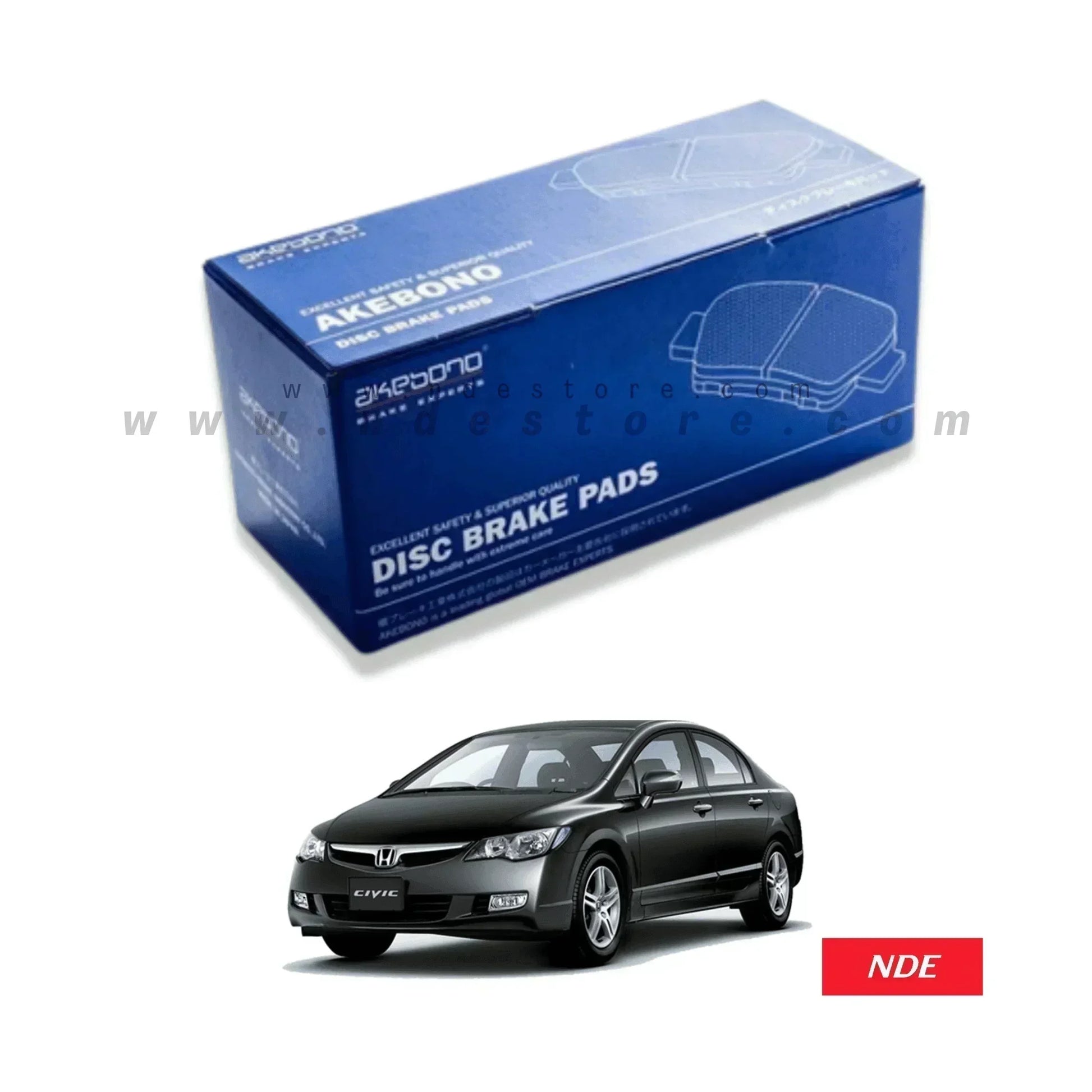 BRAKE DISC PAD SET FRONT AKEBONO FOR HONDA CIVIC (2006-2012) - ndestore.com