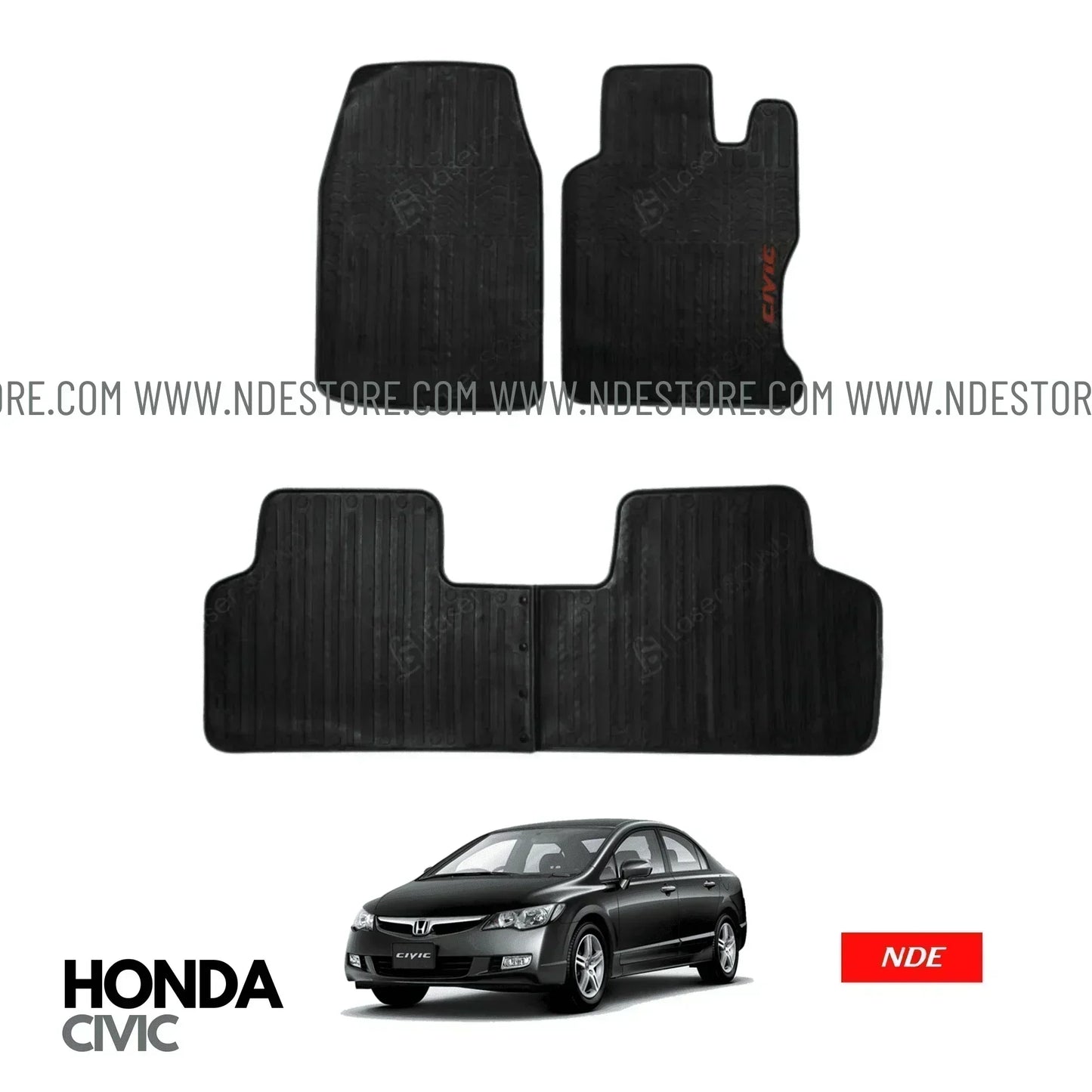 FLOOR MAT RUBBER / LATEX ANTI SLIP SILICONE BLACK FOR HONDA CIVIC (2006-2012) (IMPORTED) - ndestore.com