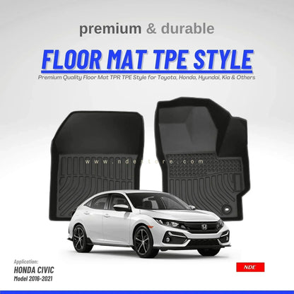 FLOOR MAT TPE STYLE PREMIUM QUALITY FOR HONDA CIVIC (2016-2021) - ndestore.com