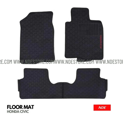 FLOOR MAT RUBBER / LATEX ANTI SLIP SILICONE BLACK FOR HONDA CIVIC (2016-2021) (IMPORTED) - ndestore.com