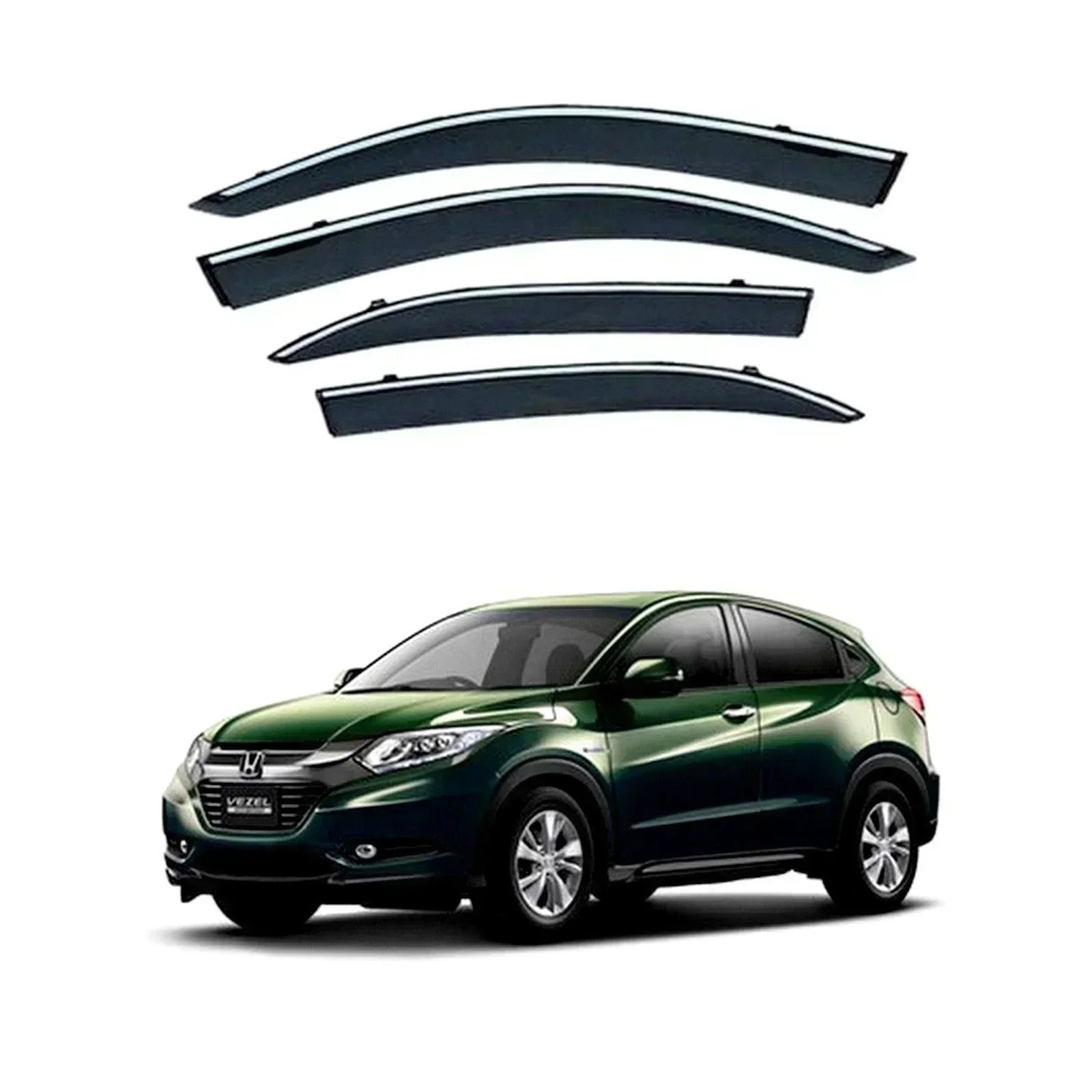 AIR PRESS BLACK TINTED DOOR WINDOW VISOR FOR HONDA VEZEL - TXR - ndestore.com