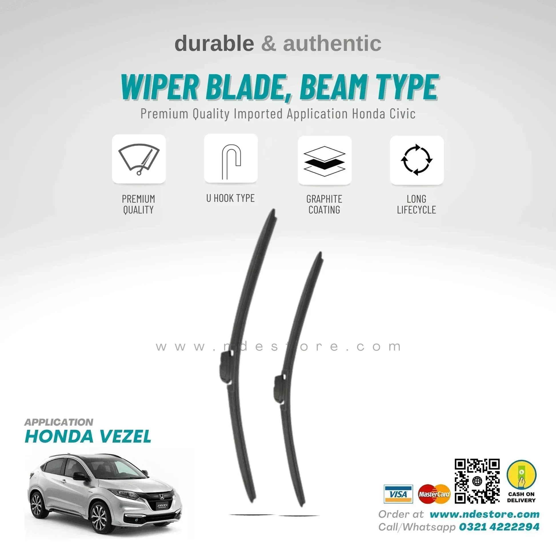 WIPER BLADE PREMIUM TYPE FOR HONDA VEZEL - ndestore.com
