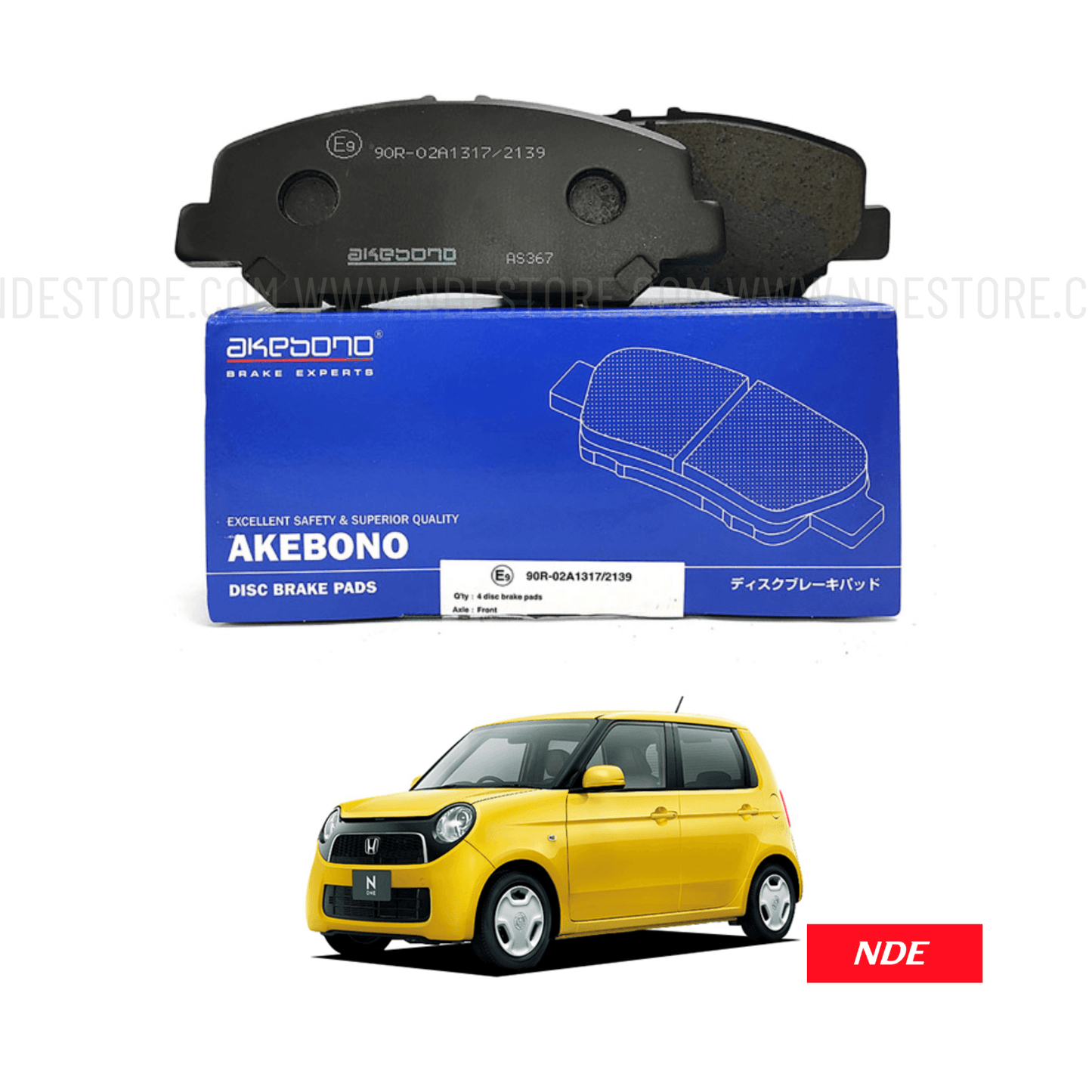 BRAKE DISC PAD SET FRONT AKEBONO FOR HONDA N ONE - ndestore.com