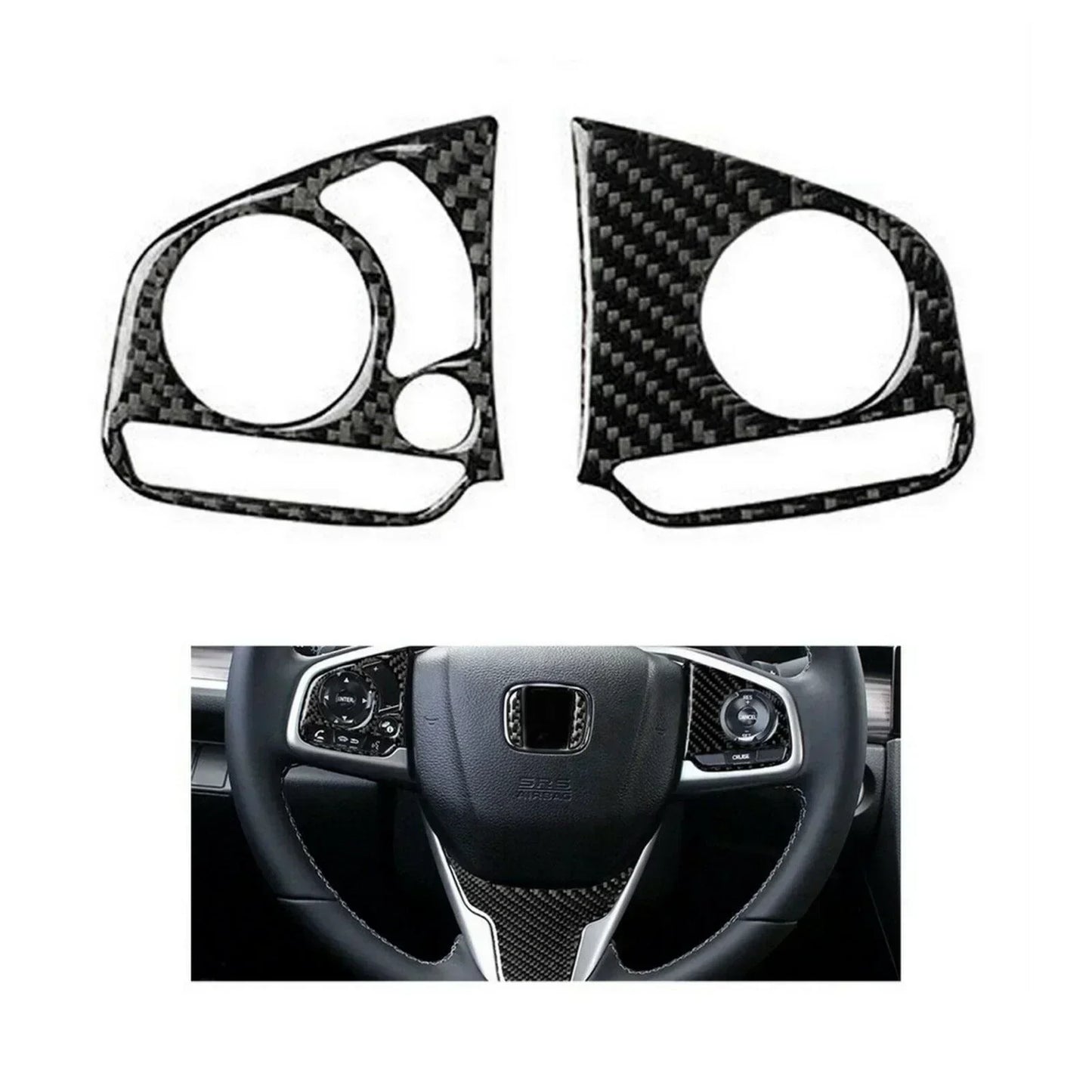 TRIM STEERING MULTIMEDIA BUTTON COVER CARBON FIBER FOR HONDA CIVIC (2016-2020) - ndestore.com