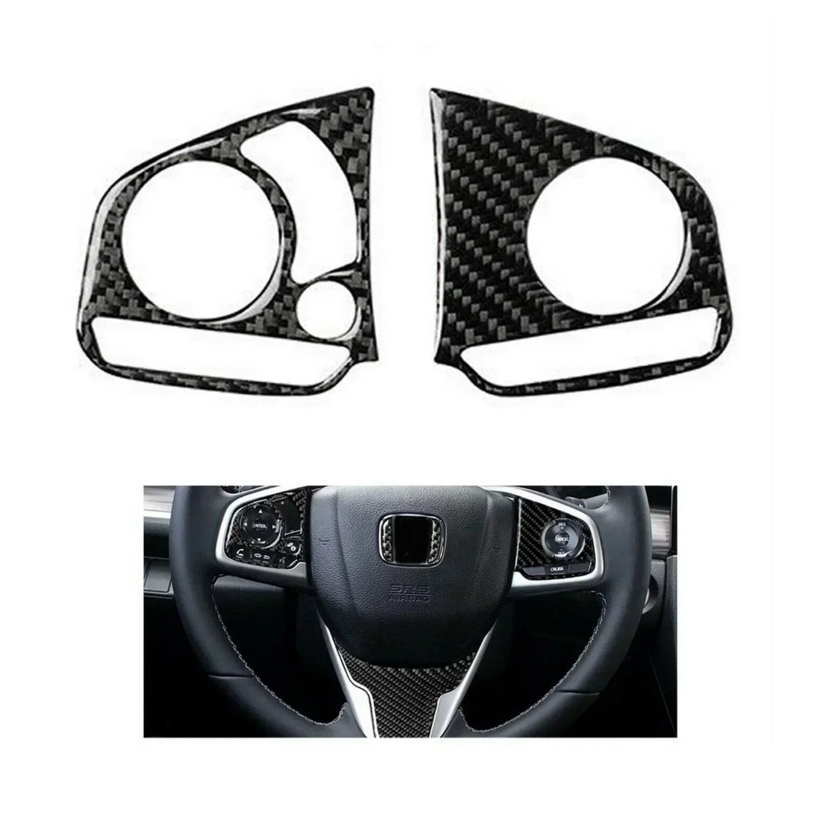 TRIM STEERING MULTIMEDIA BUTTON COVER CARBON FIBER FOR HONDA CIVIC (2016-2020) - ndestore.com