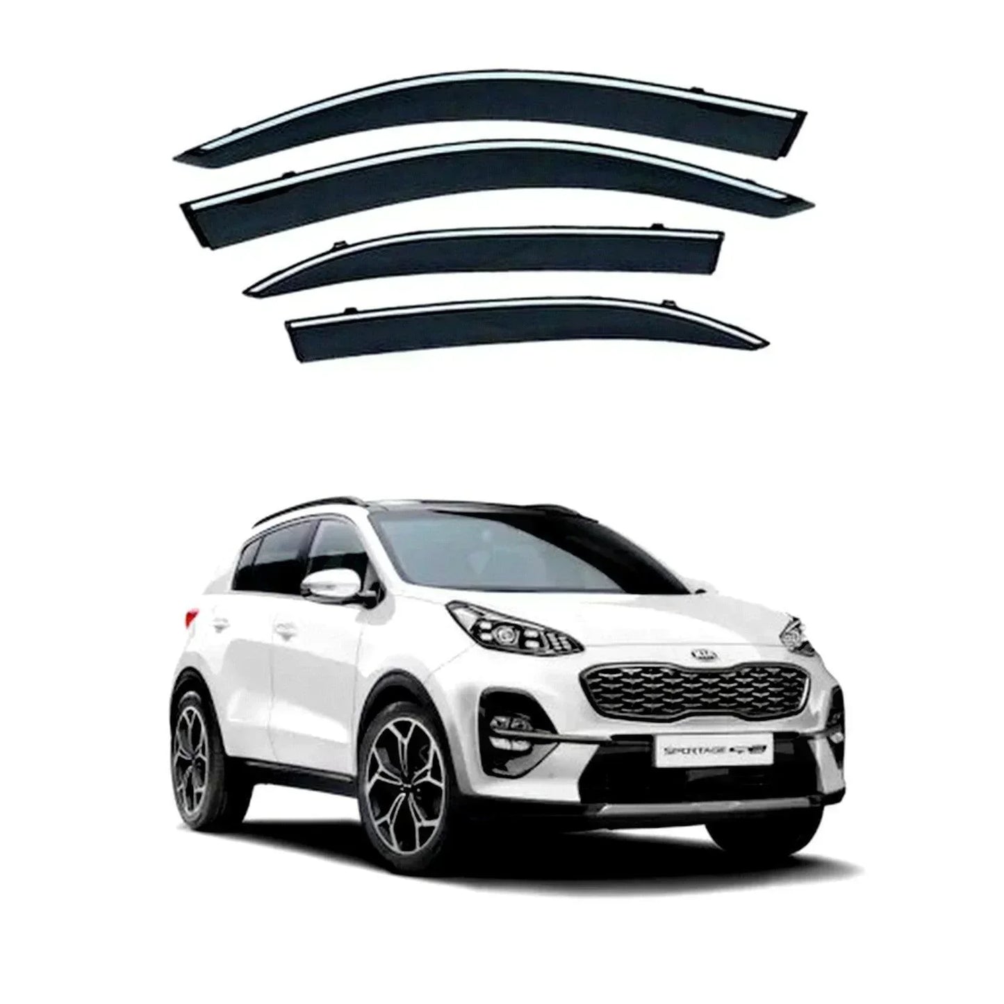 AIR PRESS BLACK TINTED DOOR WINDOW VISOR FOR KIA SPORTAGE - TXR - ndestore.com