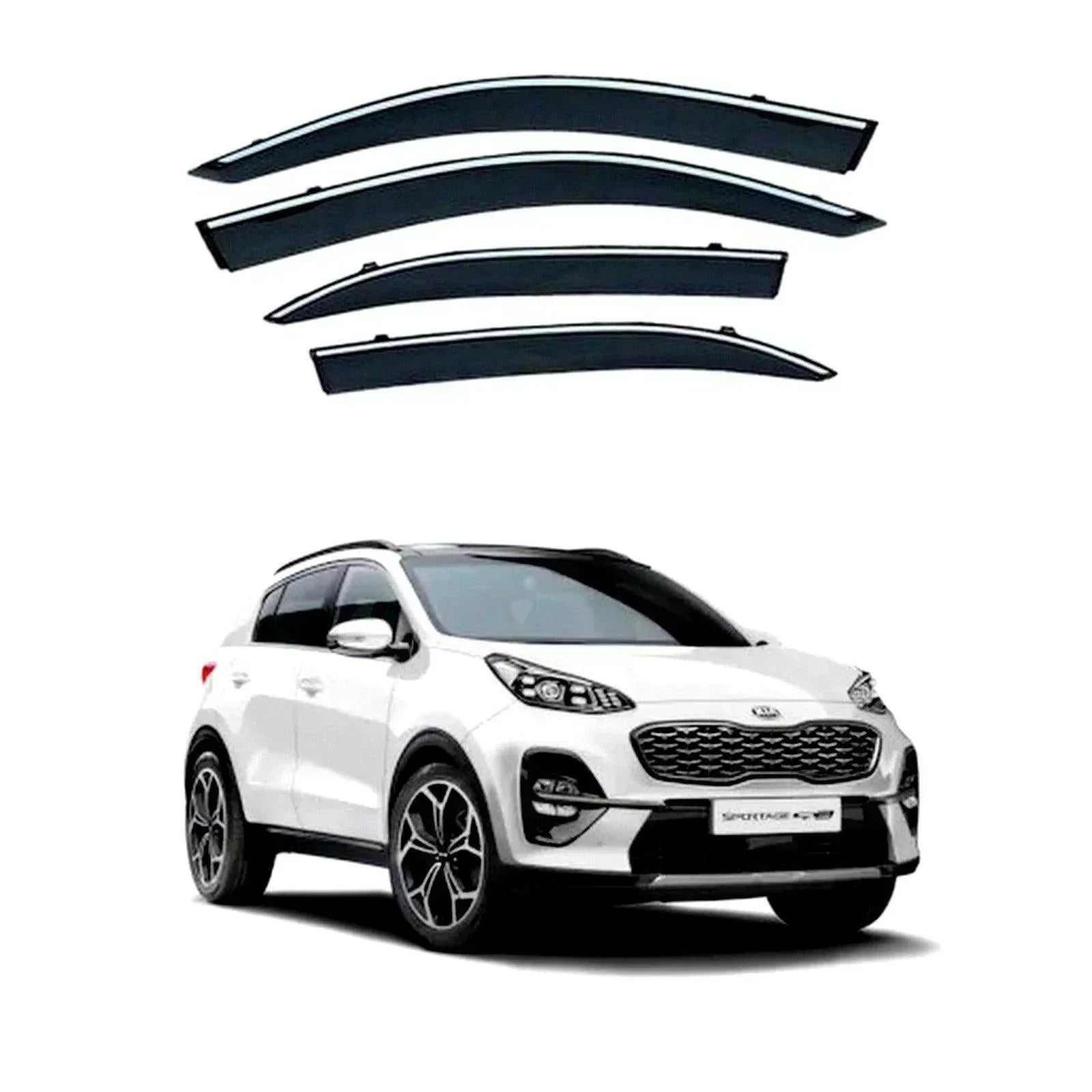 AIR PRESS BLACK TINTED DOOR WINDOW VISOR FOR KIA SPORTAGE - TXR - ndestore.com