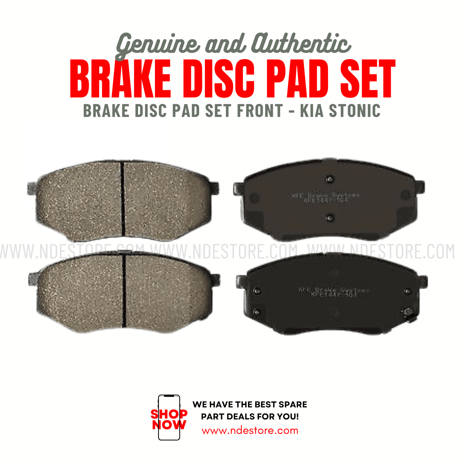 BRAKE DISC PAD SET FRONT GENUINE FOR KIA STONIC - ndestore.com