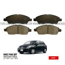 Front brake disc pad set for Nissan Tiida C11 in Pakistan, genuine auto parts, car shown