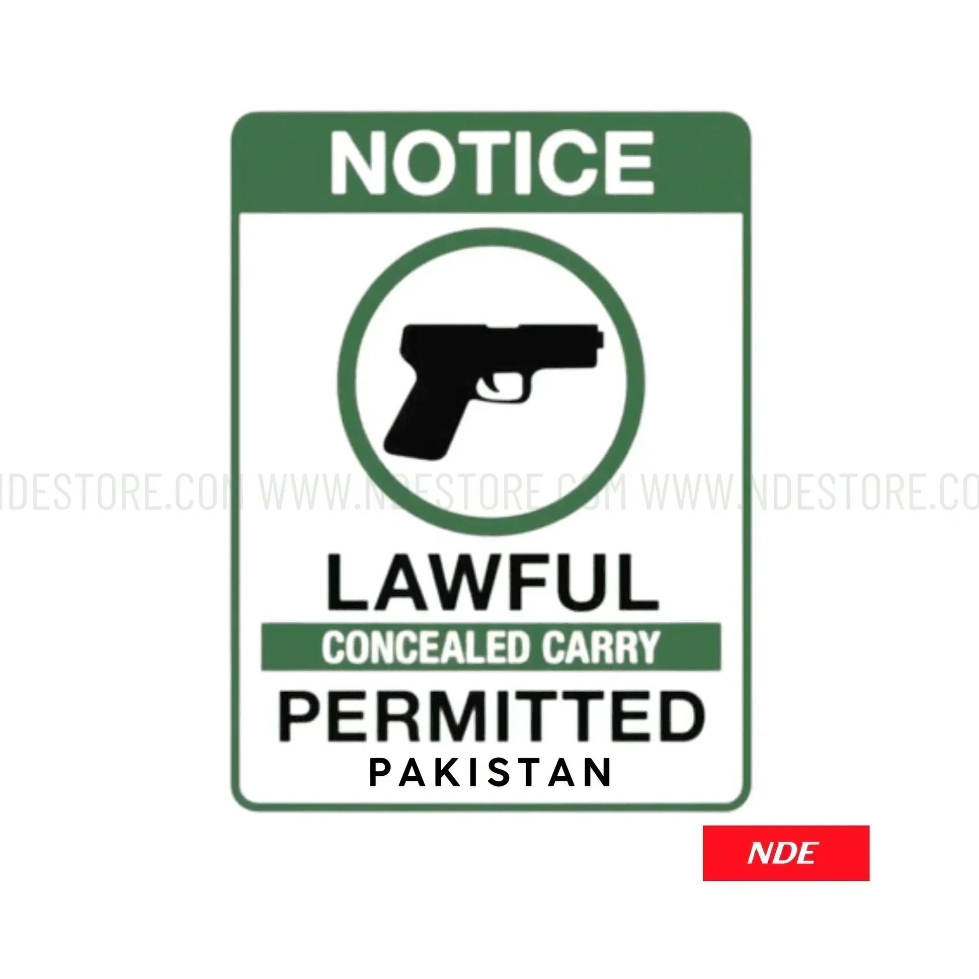 STICKER NOTICE LAWFUL CONCEALED CARRY PERMIT PAKISTAN - ndestore.com