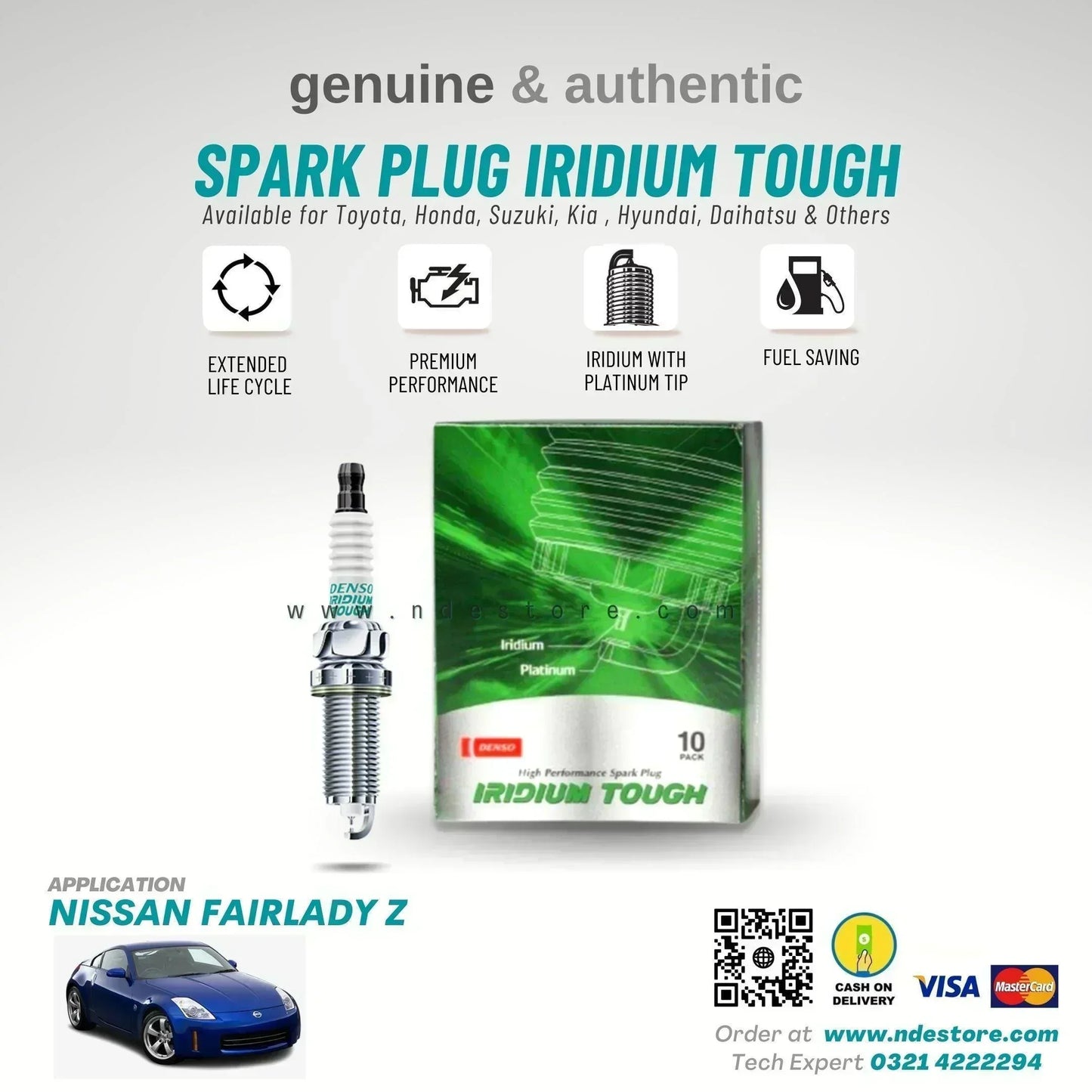SPARK PLUG DENSO IRIIDUM TOUGH FOR NISSAN FAIRLADY Z (3500CC) - ndestore.com
