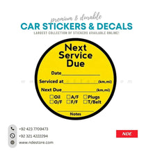 STICKER NEXT SERVICE DUE / OIL CHANGE STICKER - ndestore.com