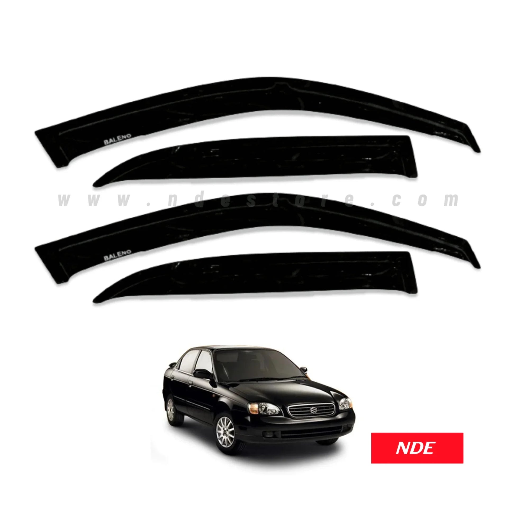 AIR PRESS BLACK TINTED DOOR WINDOW VISOR FOR SUZUKI BALENO - ndestore.com