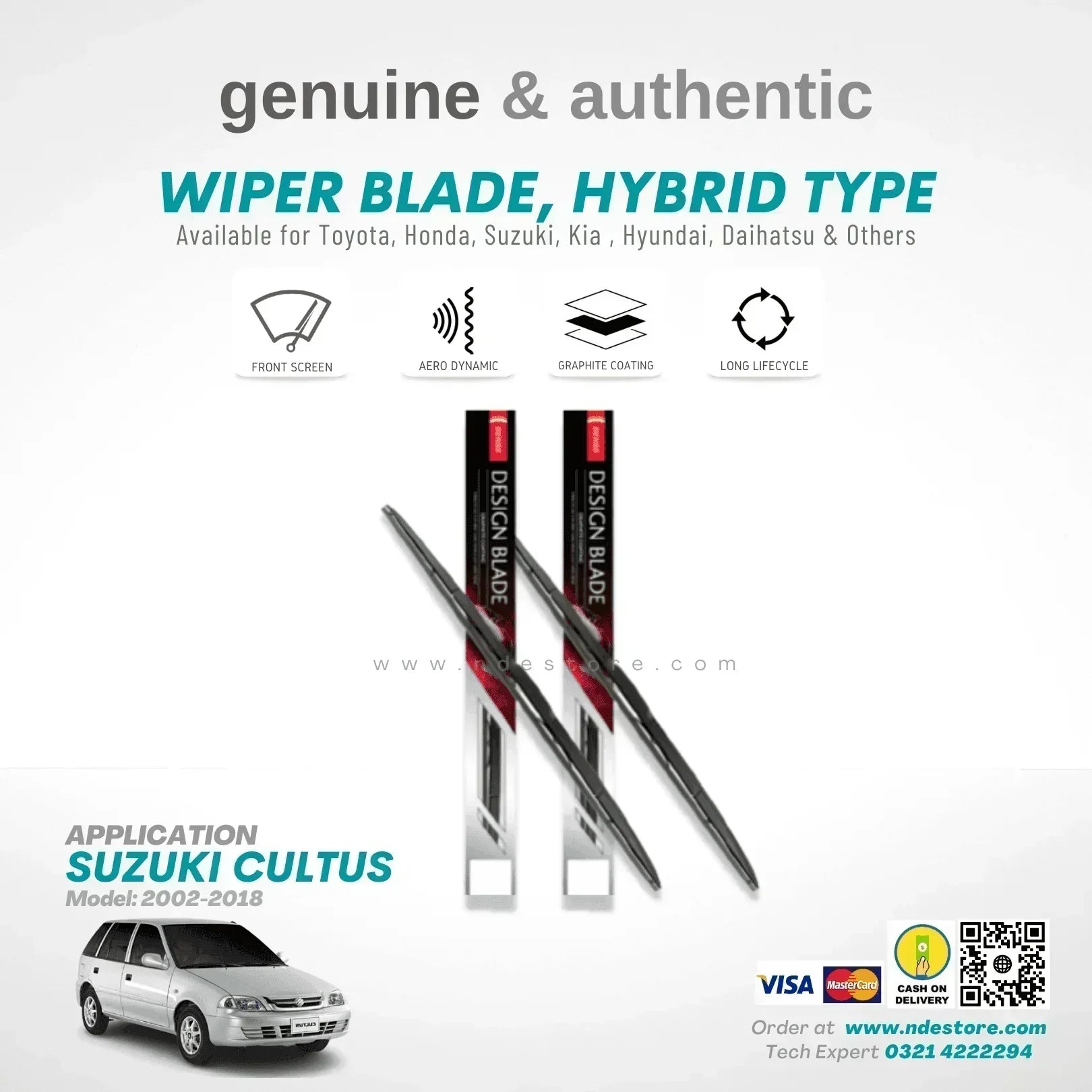 WIPER BLADE DENSO PREMIUM TYPE FOR SUZUKI CULTUS (2004-2018) - ndestore.com