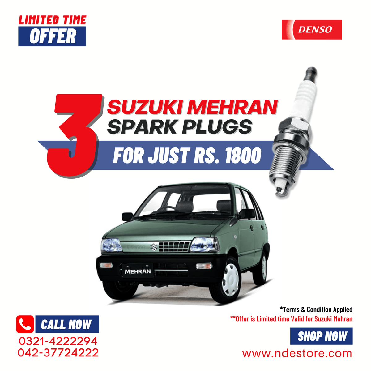 SPARK PLUG DENSO FOR SUZUKI MEHRAN EURO EFI (3 PIECES) – ndestore.com