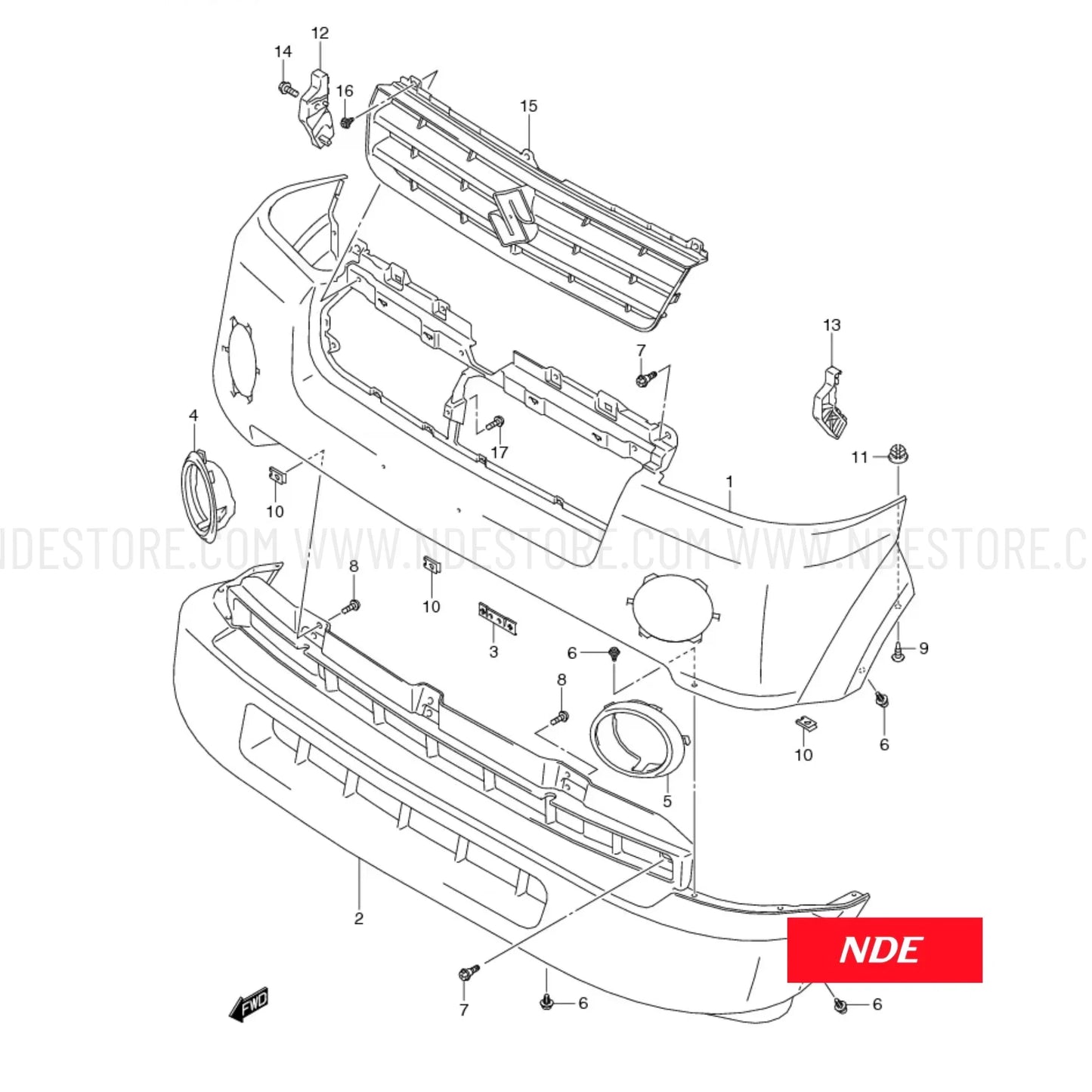 BUMPER GRILL FRONT FOR SUZUKI APV - ndestore.com