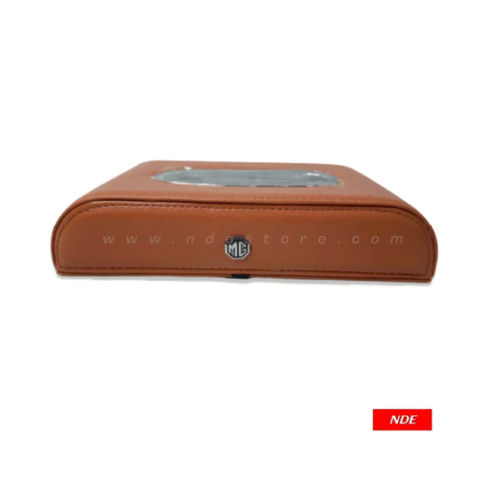 TISSUE BOX HOLDER BROWN WITH MG LOGO - ndestore.com
