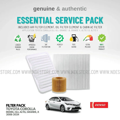 ESSENTIAL FILTER PACK DENSO FOR TOYOTA COROLLA, ALTIS, GRANDE, ALTIS X, GRANDE X - ndestore.com