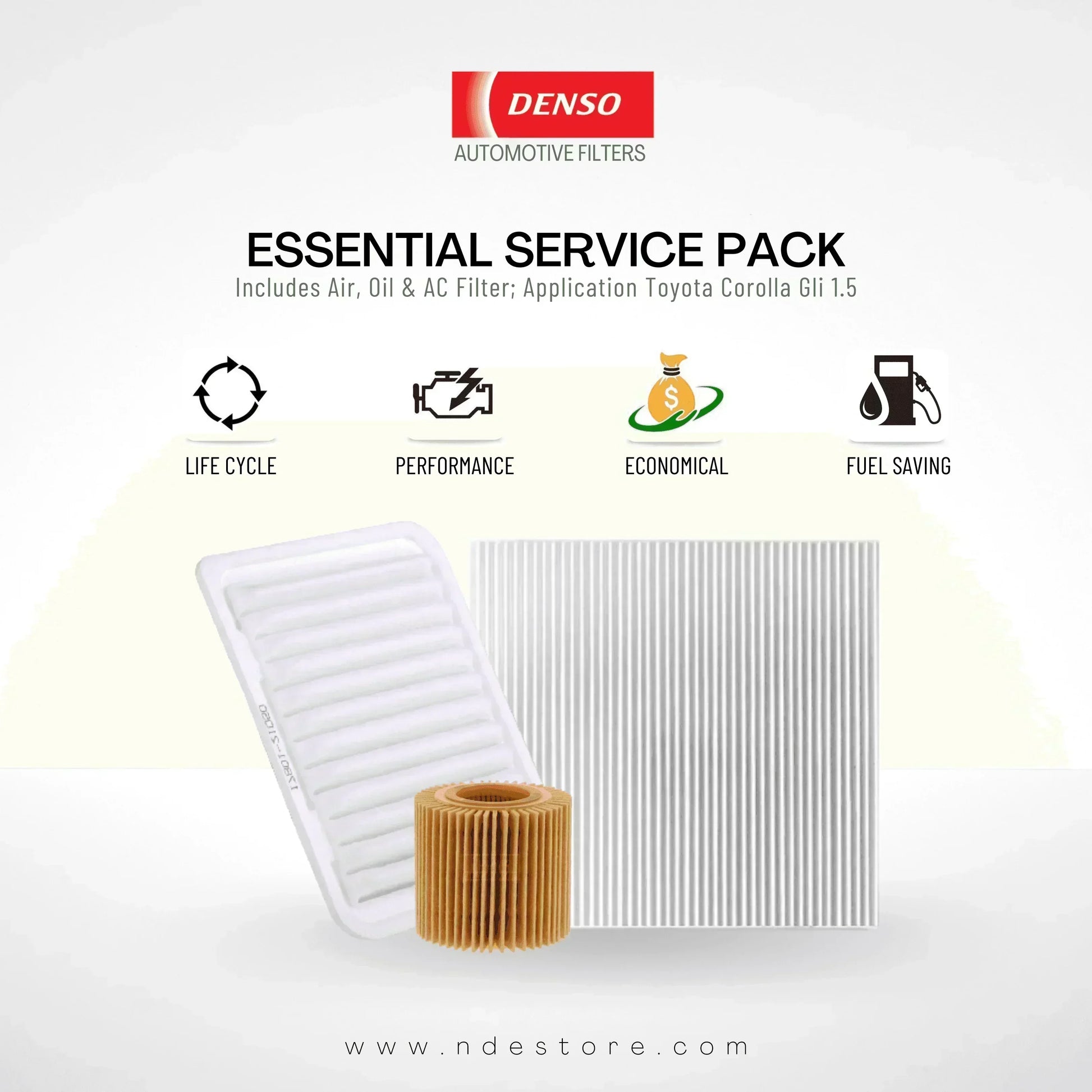 ESSENTIAL FILTER PACK DENSO FOR TOYOTA COROLLA, ALTIS, GRANDE, ALTIS X, GRANDE X - ndestore.com