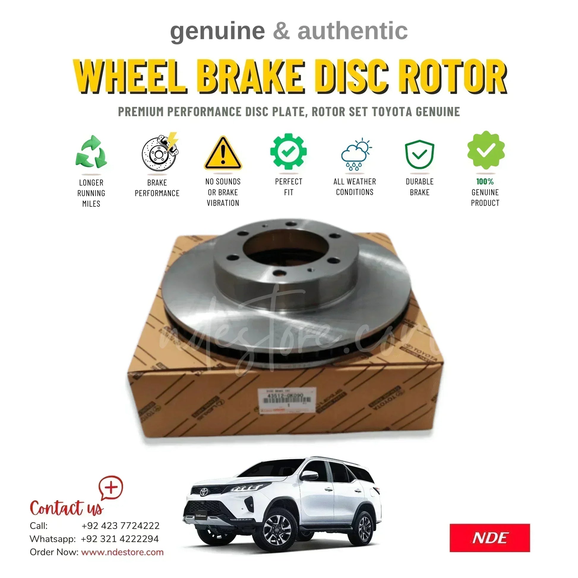 BRAKE DISC ROTOR REAR GENUINE FOR TOYOTA FORTUNER - ndestore.com