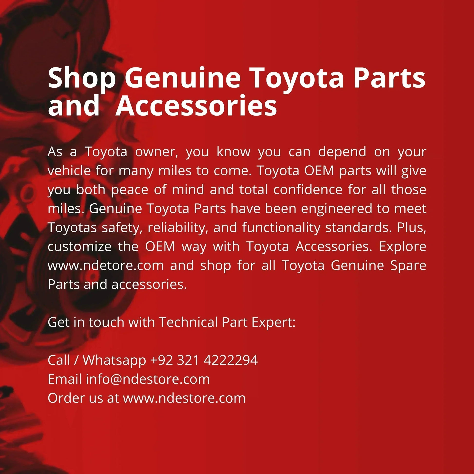 BRAKE DISC PAD FRONT GENUINE FOR TOYOTA VITZ (2014-ONWARDS) - ndestore.com