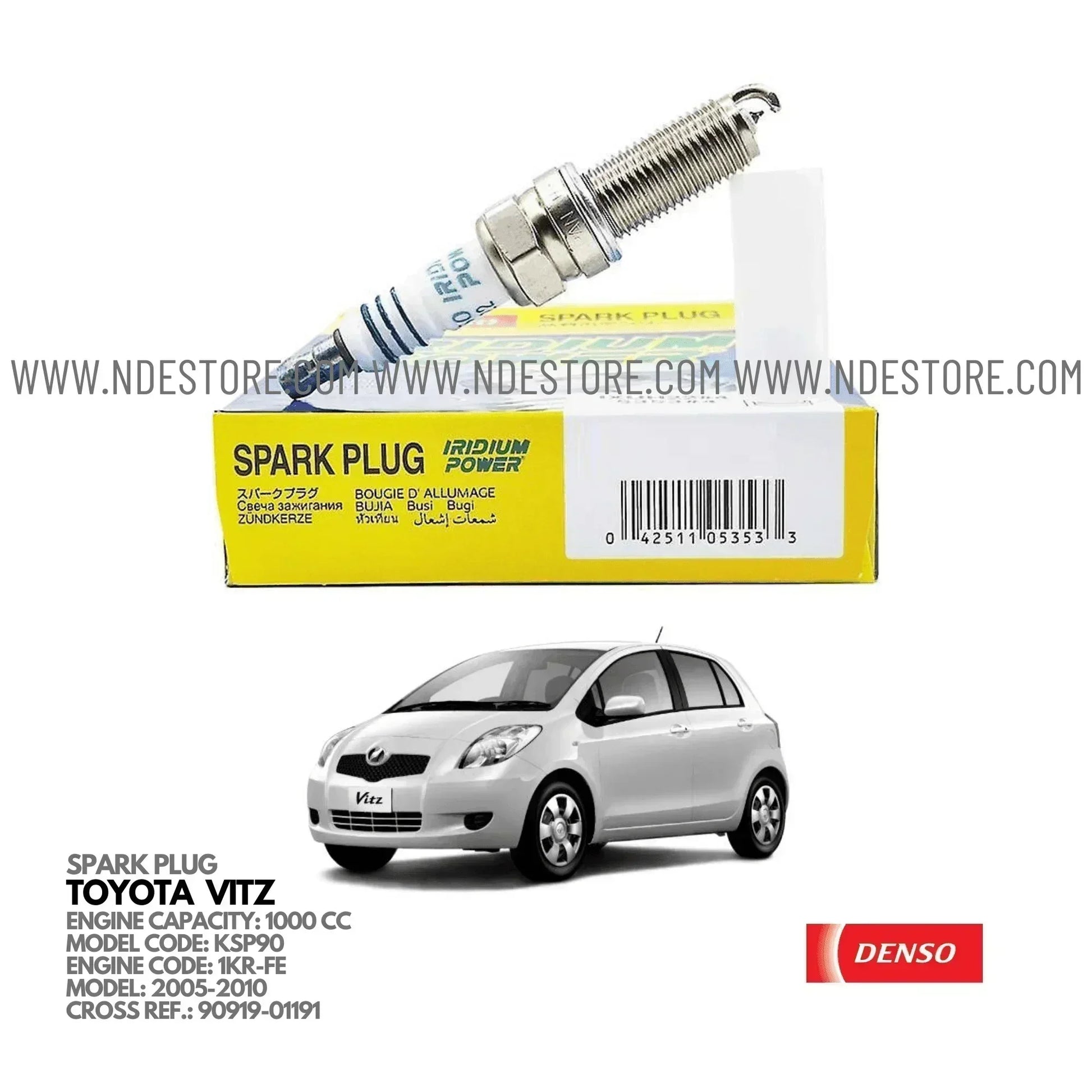 SPARK PLUG DENSO IRIDIUM POWER FOR TOYOTA VITZ (1000CC, 2005-2010) - ndestore.com
