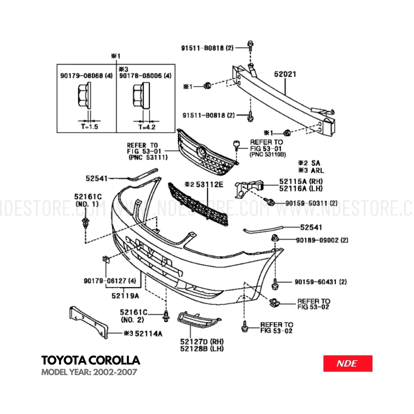 BUMPER FRONT CLIP FOR TOYOTA COROLLA (2002-2008) - ndestore.com