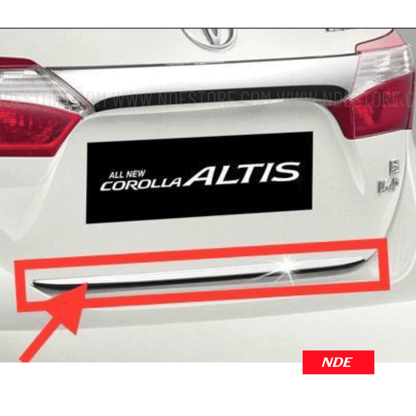 BUMER REAR CHROME GARNISH FOR TOYOTA COROLLA - ndestore.com